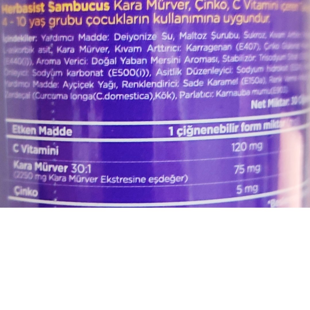 Herbasist Sambucus Gummy 30 Tablet