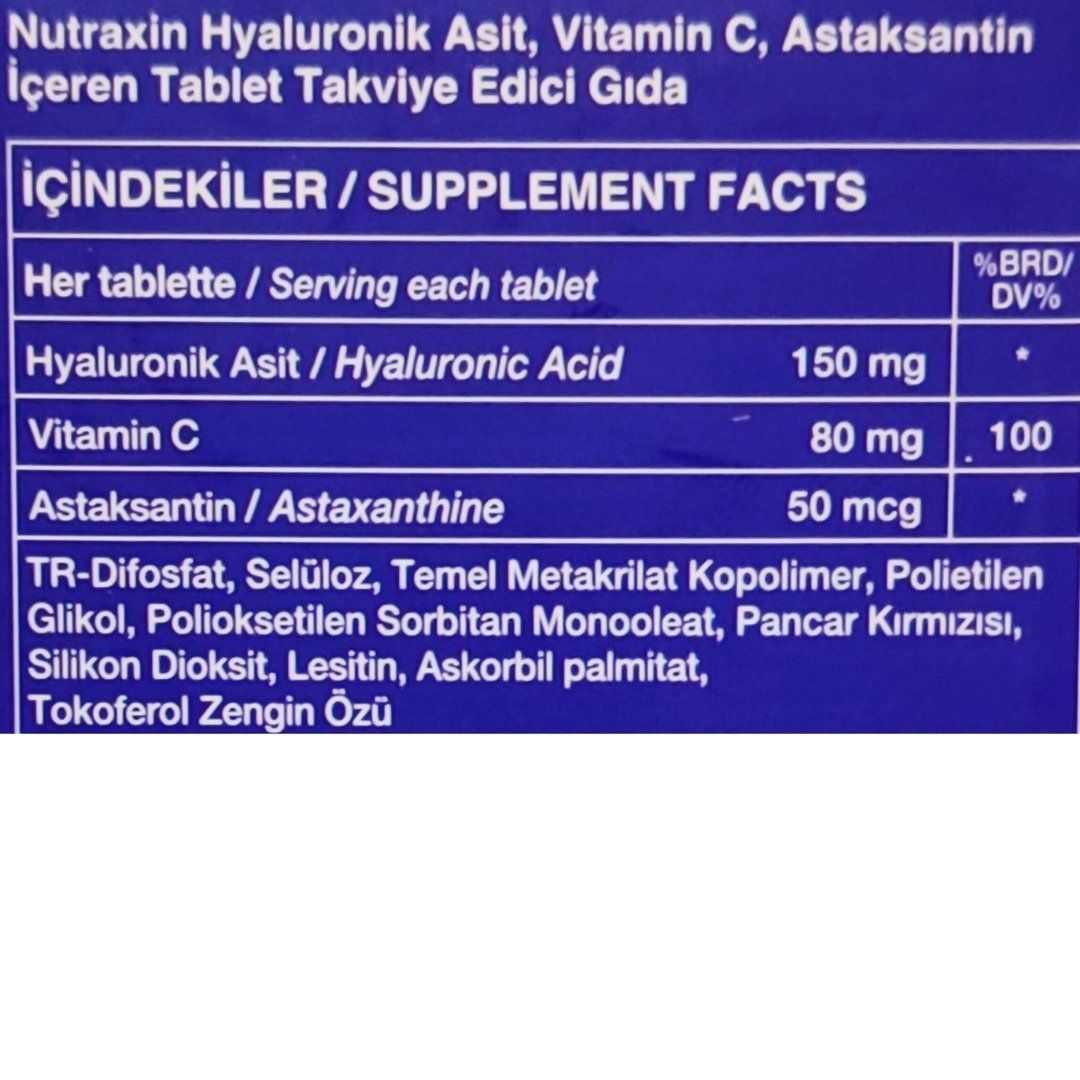 Nutraxin Beauty Hyaluronik Acid 30 Tablet