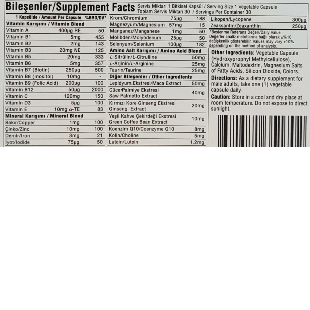 Suda Vitamin Multimen 30 Kapsül