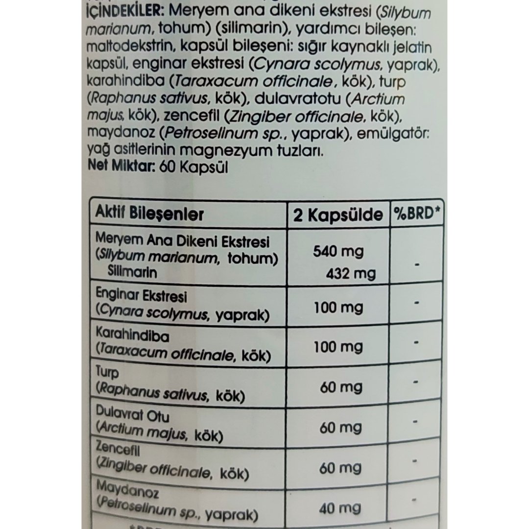 Voonka Milk Thistle Complex Meryem Ana Dikeni Tohum Ekstresi 62 Kapsül