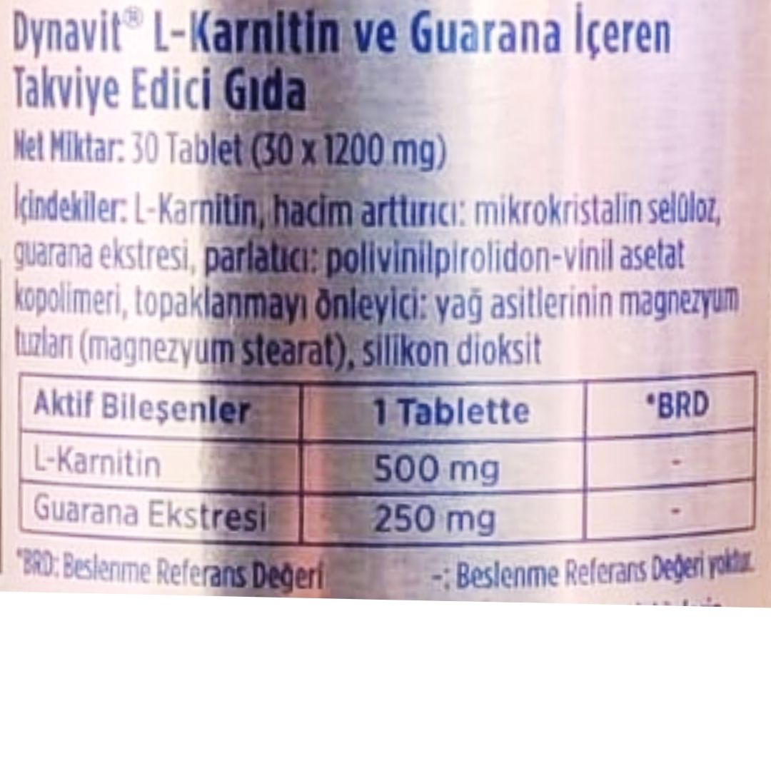 Dynavit L-Carnitine & Guarana 30 Tablet