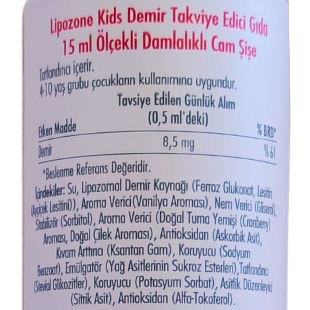 Lipozone Kids Lipozomal Demir Damla 15 ml