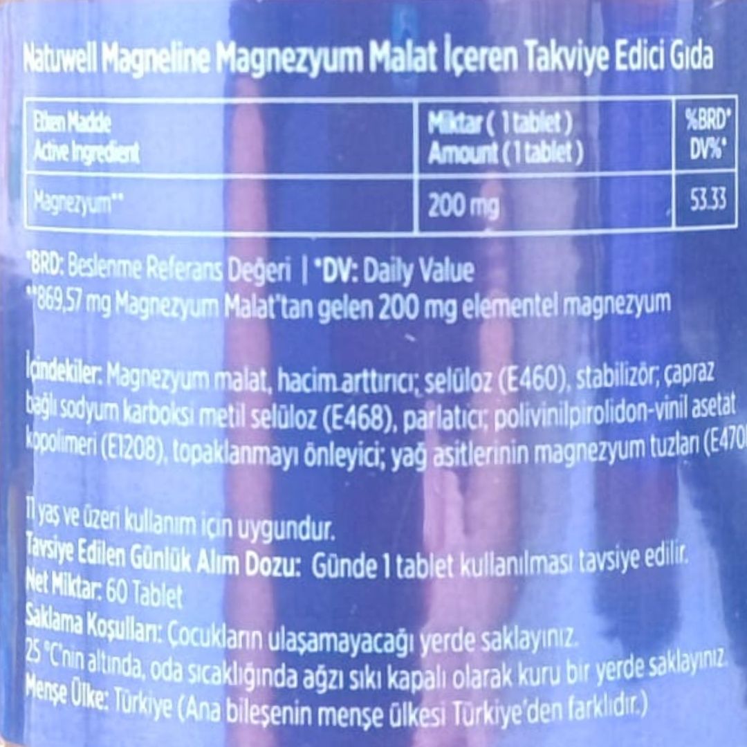 Natuwell Magneline Magnezyum Malat 60 Tablet