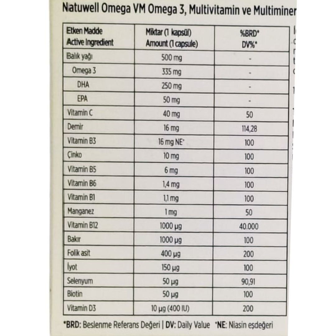 Natuwell Omega VM 30 Yumuşak Kapsül