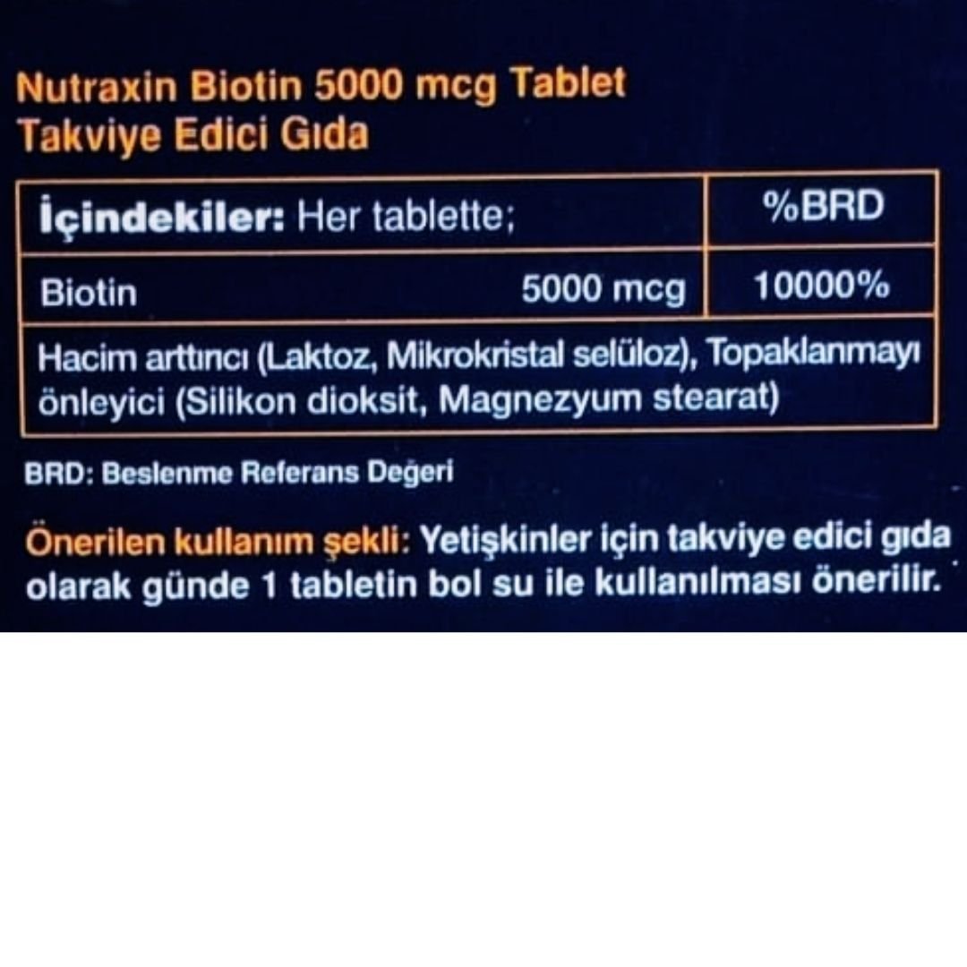 Nutraxin Biotin 5000 mg 30 Tablet