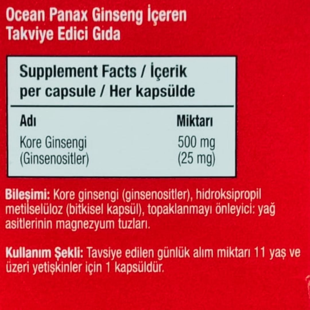 Ocean Panax Ginseng 500 mg 60 Kapsül