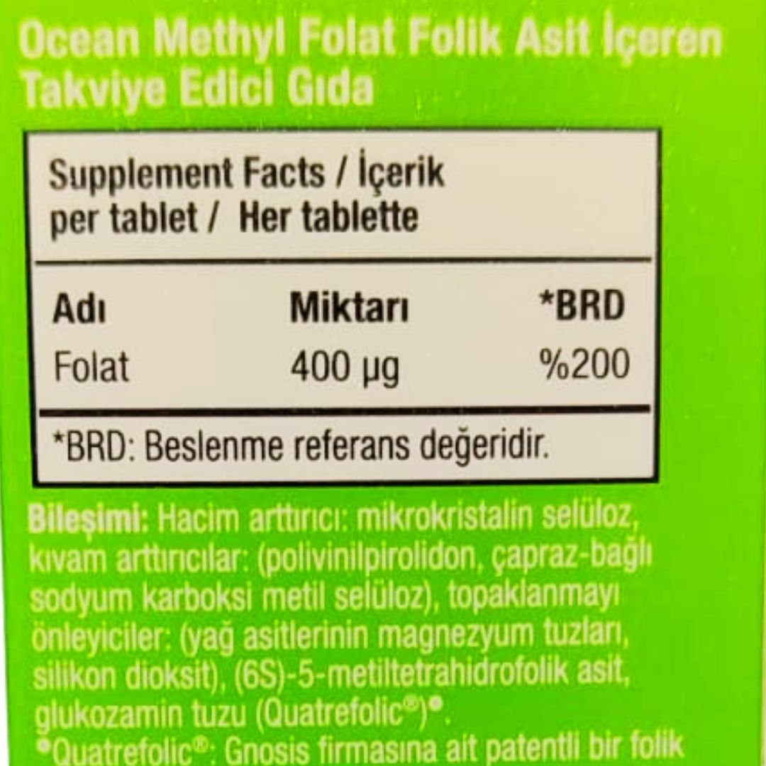 Orzax Ocean Methyl Folat 30 Tablet