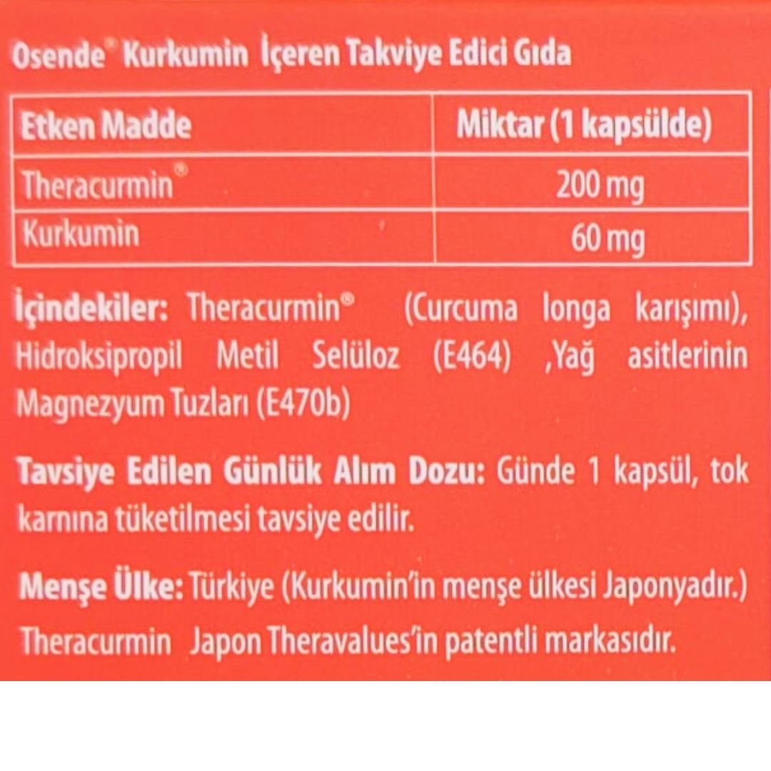 Osende Kurkumin 30 Kapsül