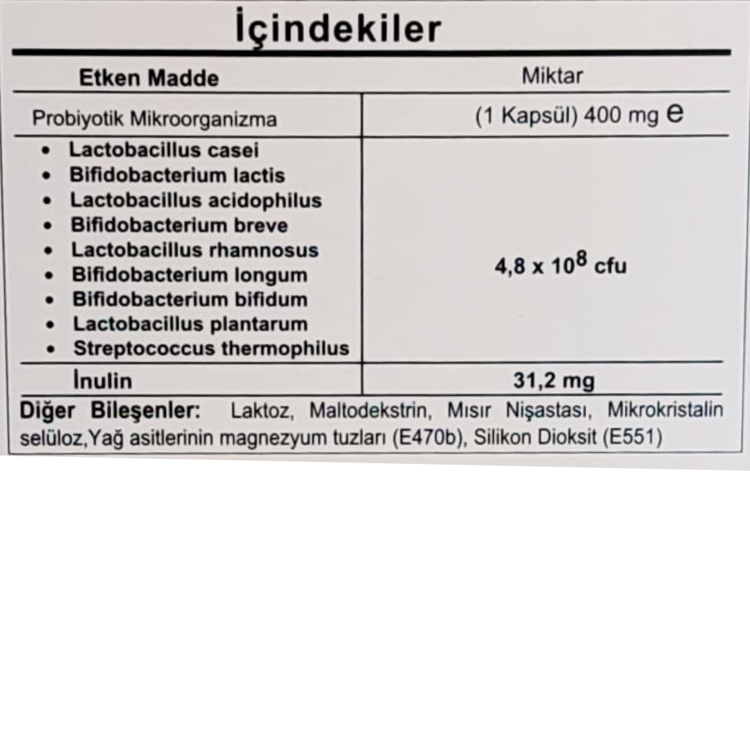 Probilim Daily Probiyotik, Prebiyotik ve İnulin İçeren Takviye Edici Gıda 30 Kapsül