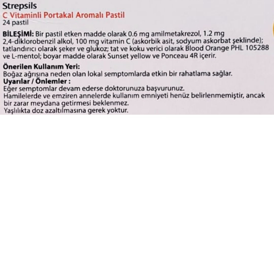 Strepsils Portakal & C Vitamini Aromalı 24 Pastil