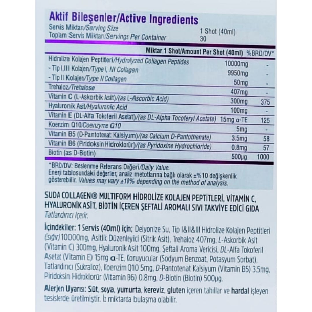 Suda Collagen Multiform Şeftali 30 Shot