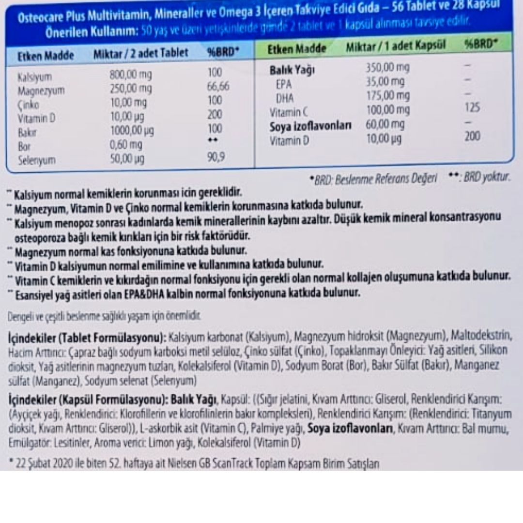 Vitabiotics Osteocare Plus 56 Tablet 28 Kapsül