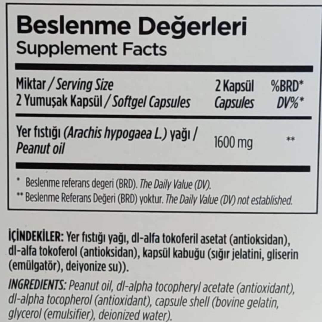 Zade Vital Fıstık Yağı 800 mg 60 Yumuşak Kapsül