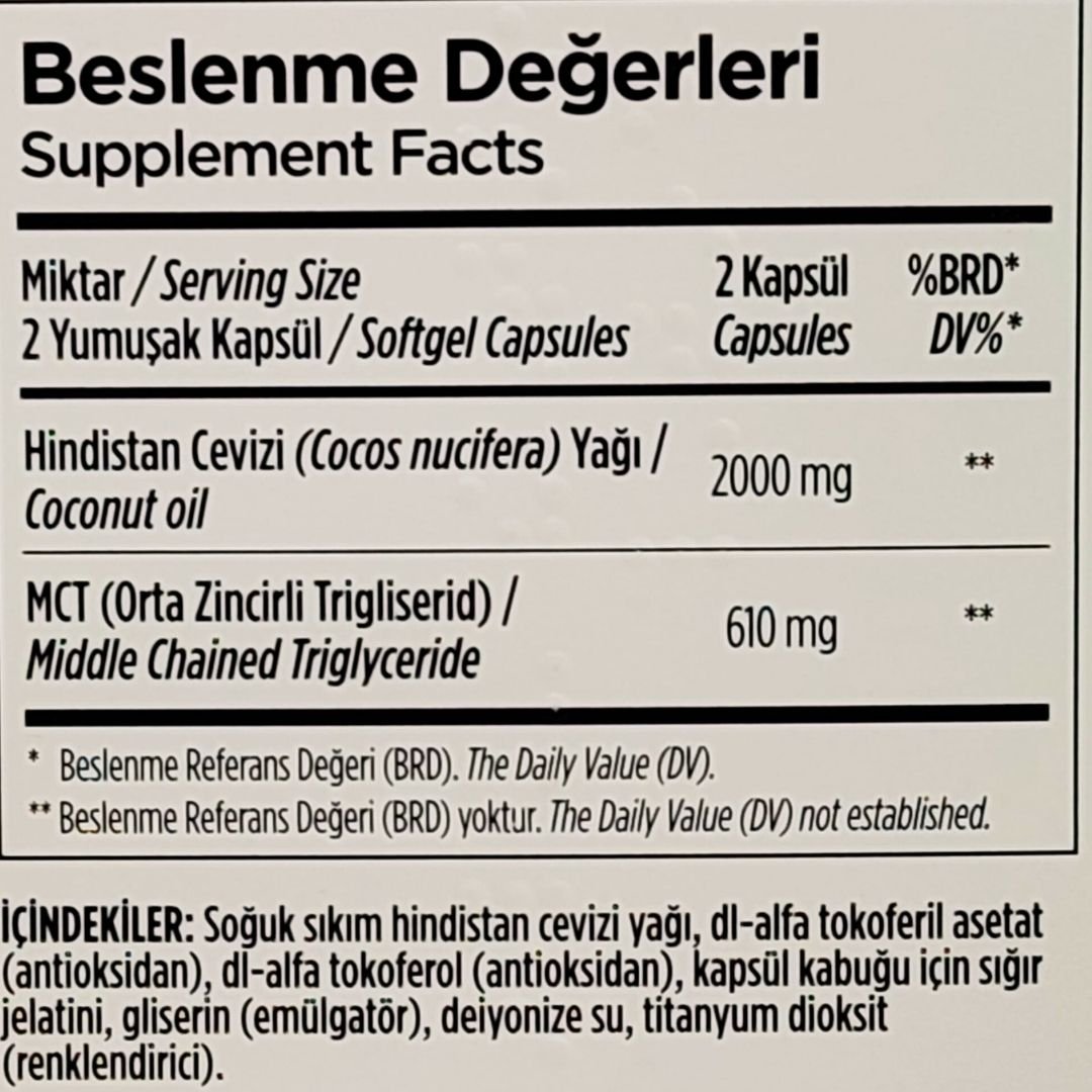 Zade Vital Hindistan Cevizi Yağı İçeren Takviye Edici Gıda 60 Yumuşak Kapsül