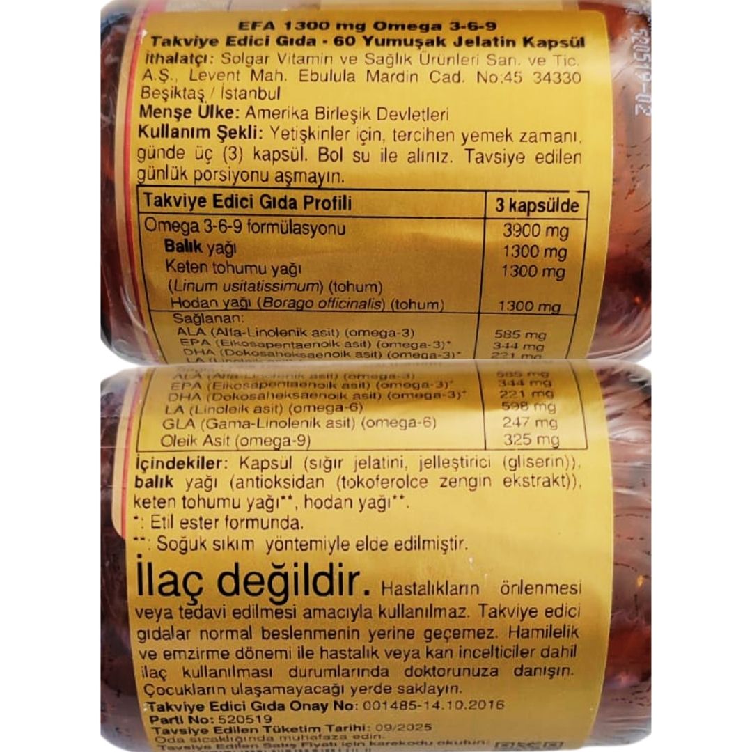 Solgar EFA 1300 mg Omega 3-6-9 60 Softgel