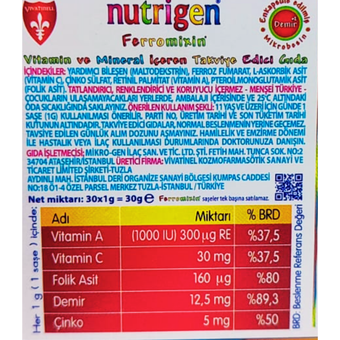 Nutrigen Ferromixin 30 Saşe