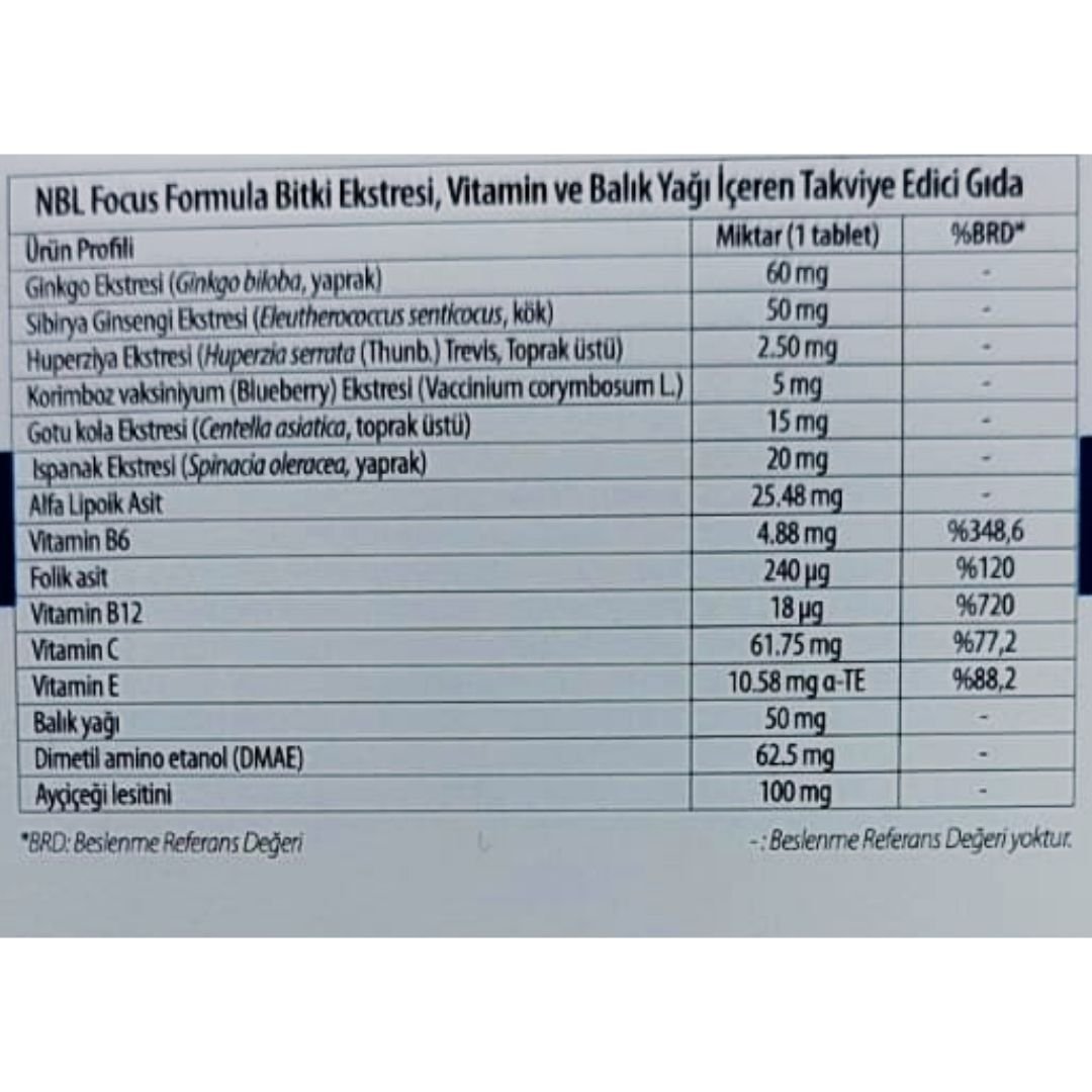 NBL Focus Formula 30 Tablet